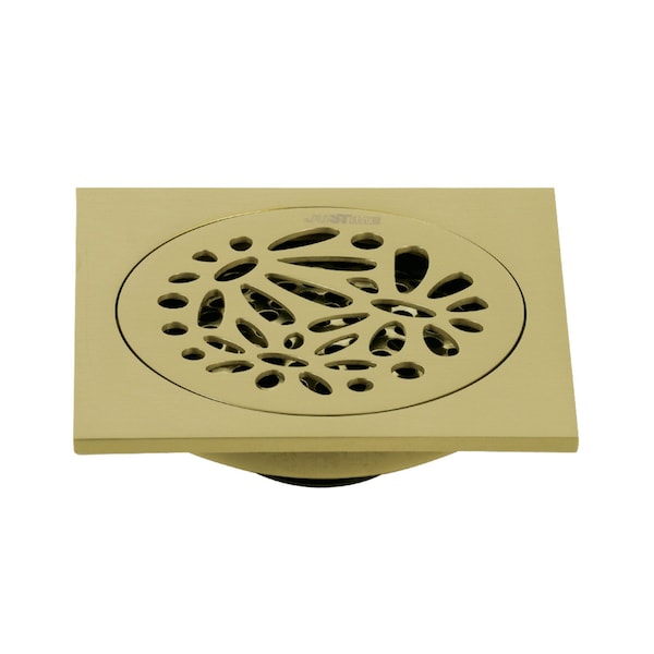 Kingston Brass BSF6360BB Watercourse Floral 4" Square Grid Shower Drain, Brushed Brass BSF6360BB - main